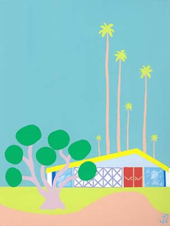 Old Palm Springs 22x30 Mid-century modern Palm Springs California Art Print