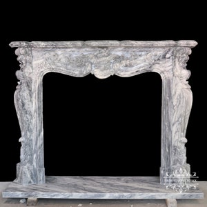 French Style Marble Designer Fireplace Mantel - TF437-T1-66-2