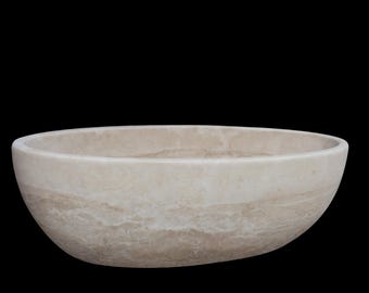 Carved Travertine Designer Stone Bathtub - TF1070