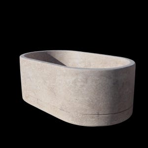 Carved Travertine Designer Bathtub - TF74 画像 4