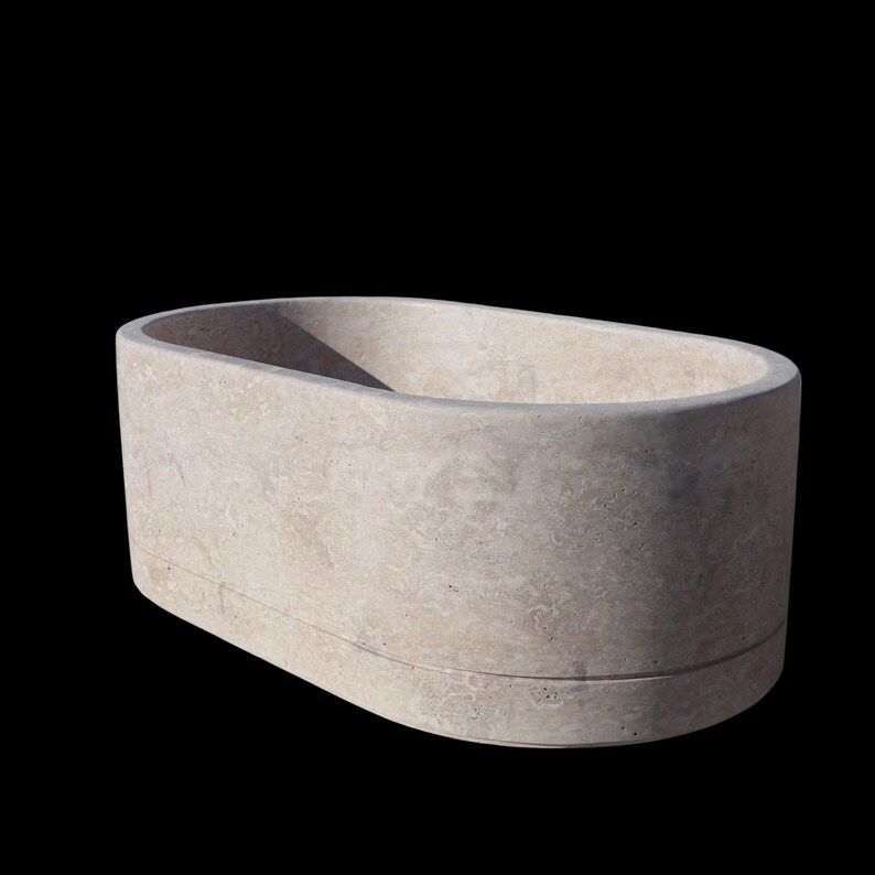 Carved Travertine Designer Bathtub - TF74 画像 4