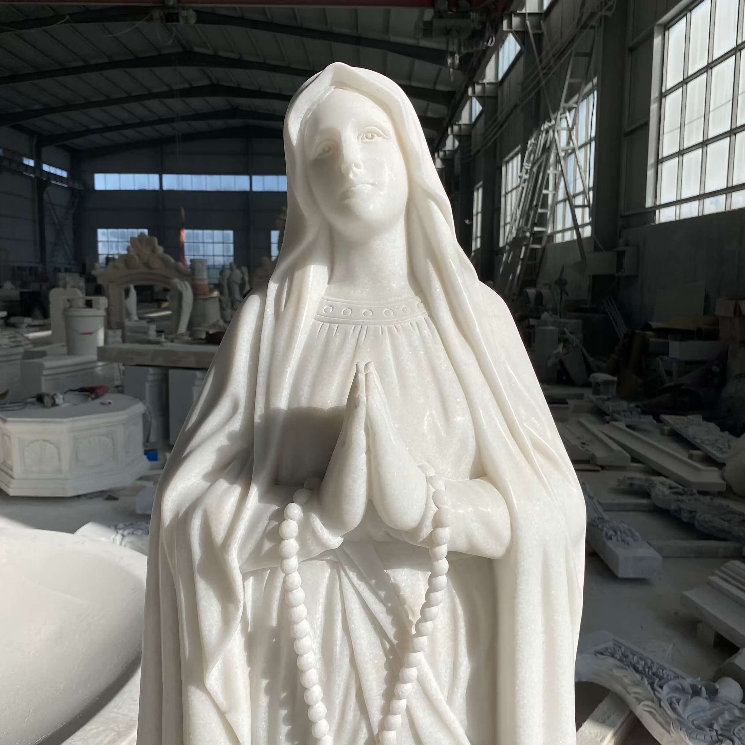 Hand Carved Marble Virgin Mary Statue - Etsy