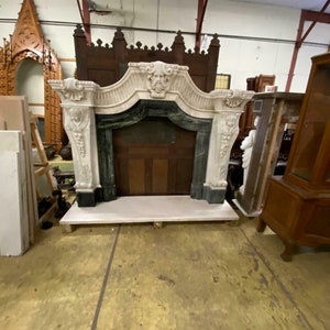 Carved Victorian Style Marble Fireplace Mantel