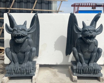 Carved Stone Grotesque Gargoyle Statues - TF436