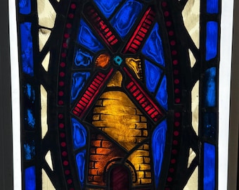 Antique Stained Glass 20" x 44.5" Church Window - JJBR16