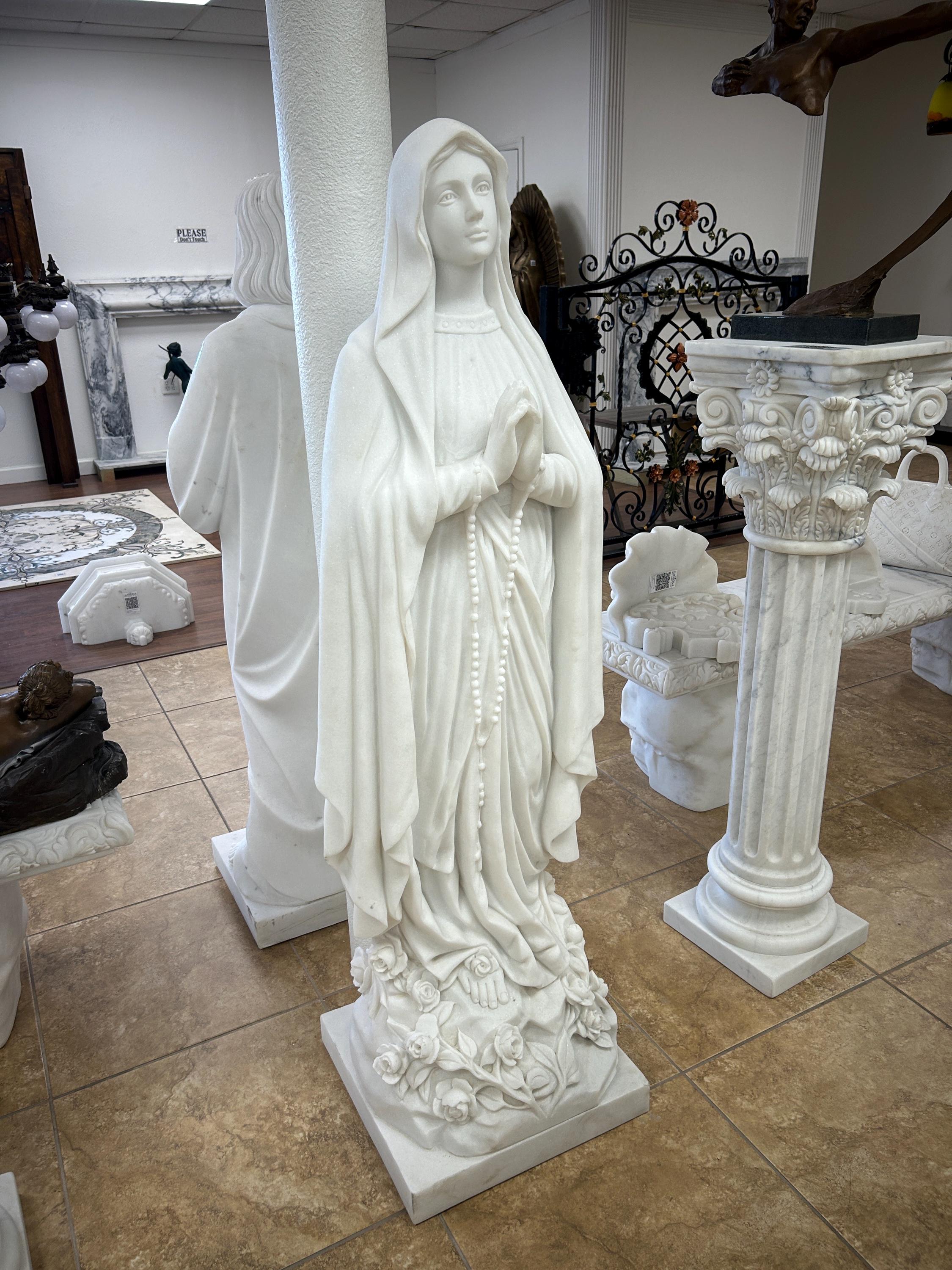 Hand Carved Marble Virgin Mary Statue - Etsy