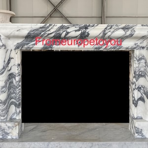 Bolection Style Marble Mid Century Modern Arabascato Calacatta Marble Fireplace Mantel