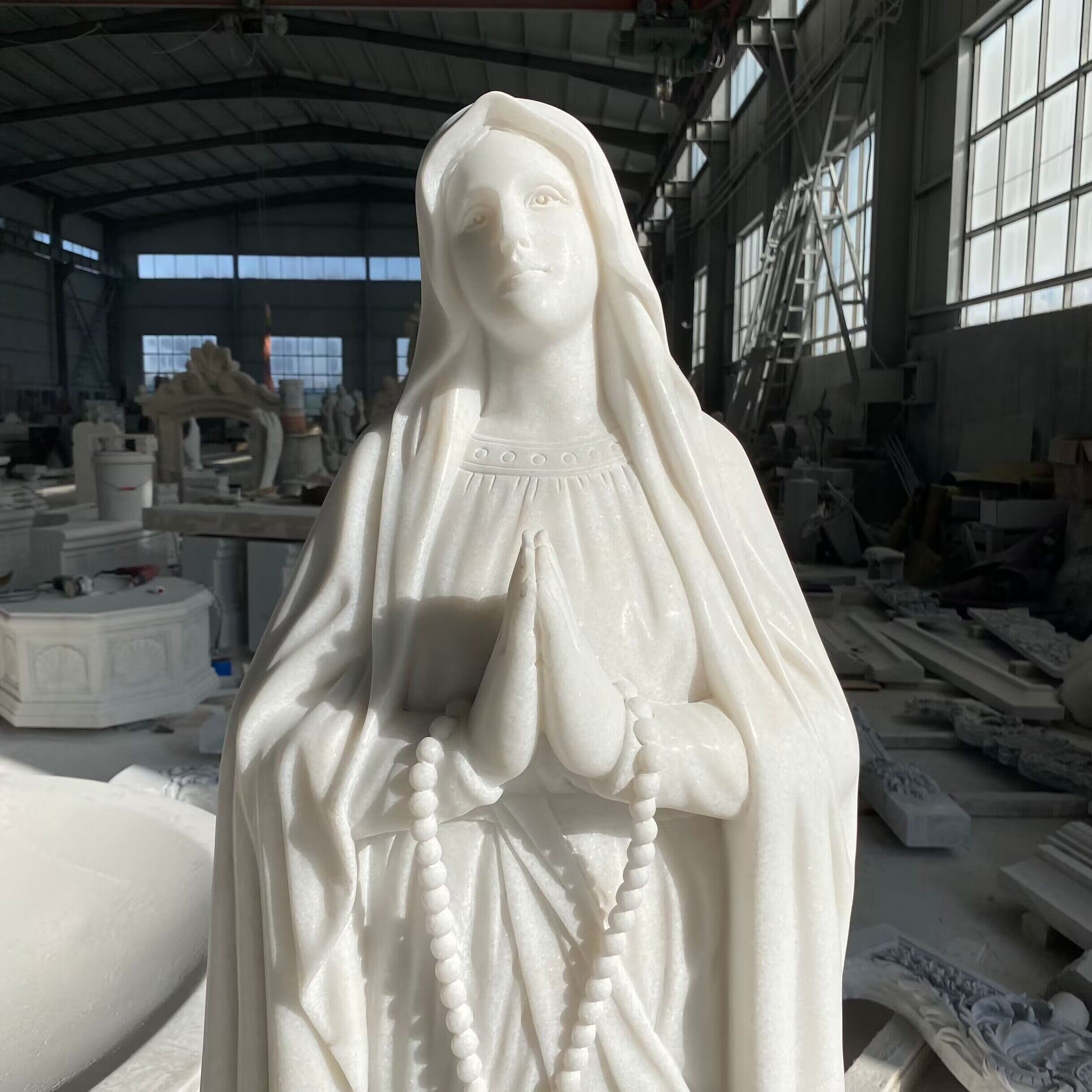 Hand Carved Marble Virgin Mary Statue - Etsy
