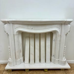Hand Carved Marble Victorian Style Fireplace Mantel - AF1