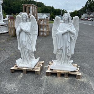 Beautiful Carved Marble Church Angel Statues