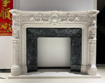Victorian Style Carved Marble Fireplace Mantel