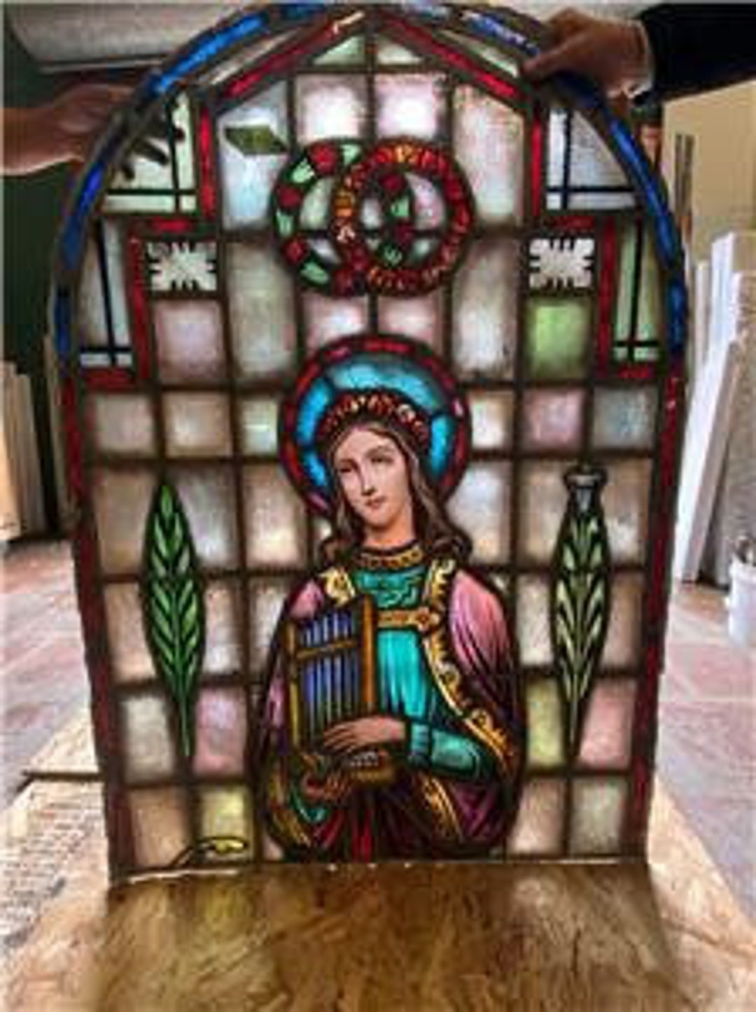 Antique Stained Glass Church Window CCM115 Etsy