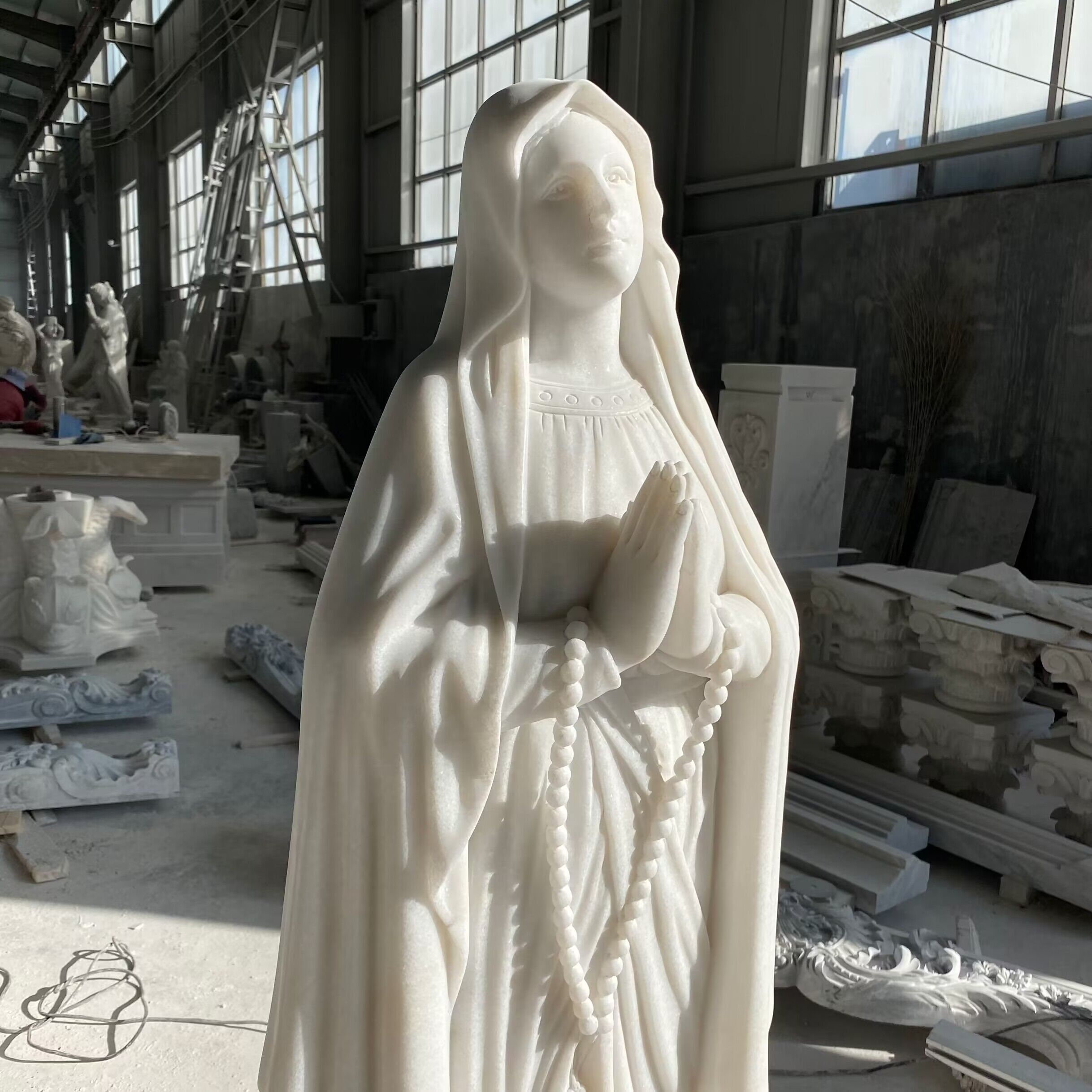 Hand Carved Marble Virgin Mary Statue - Etsy