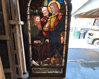 Antique Stained Glass Church Window From A Closed Church
