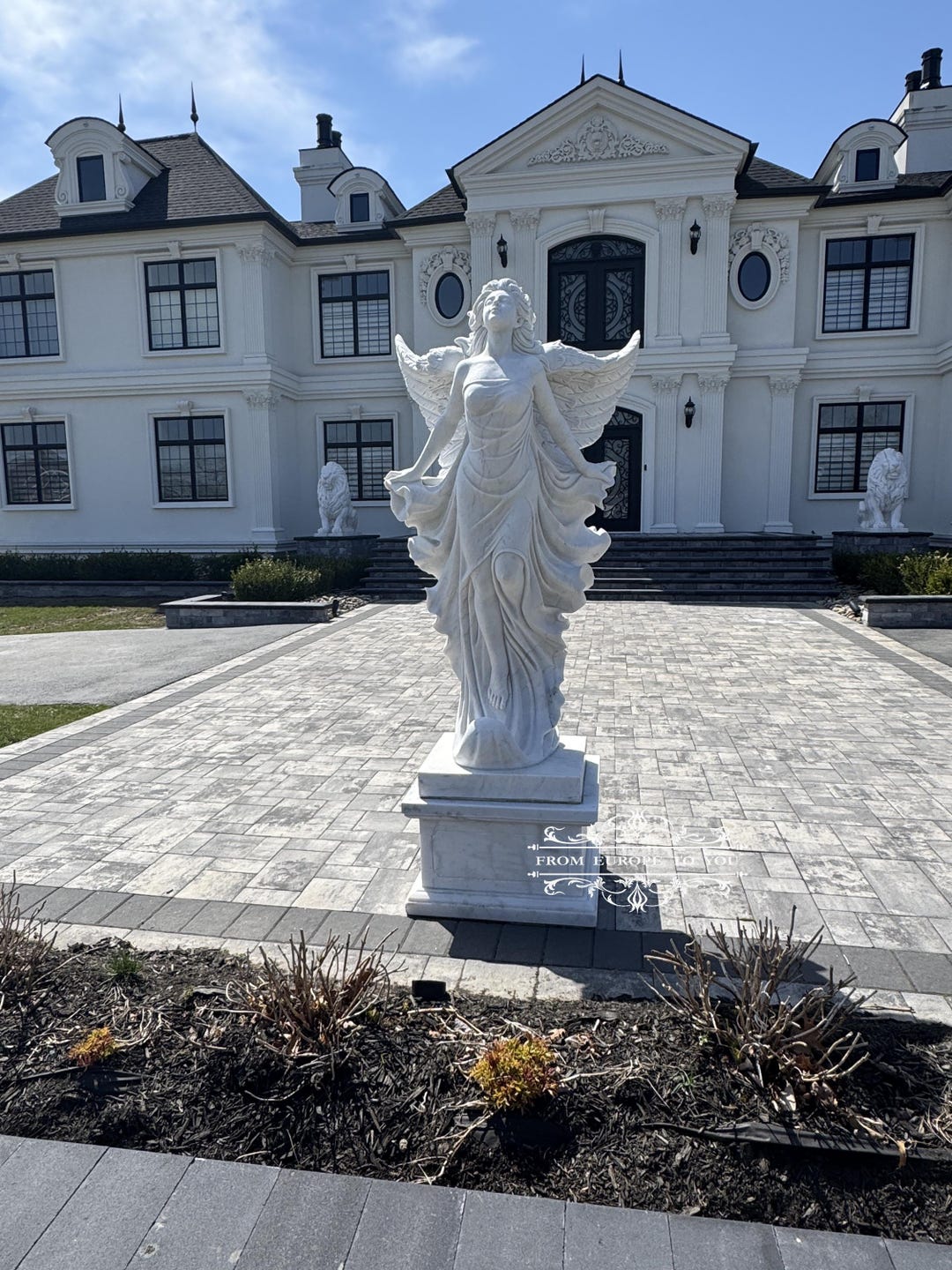 Hand Carved Marble Winged Angel Statue - MA10 - Etsy