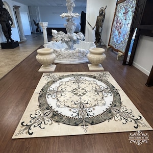Inlaid Marble Designer Floor Medallion