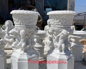 Marble Cherub Urns