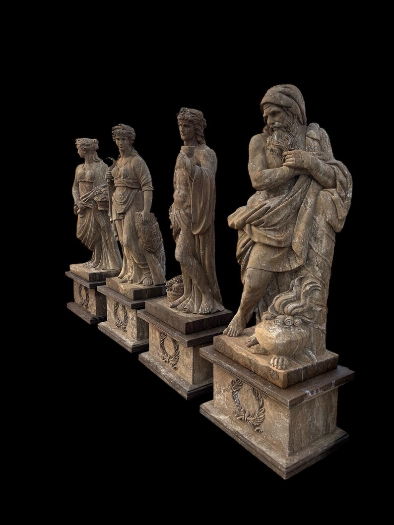 4 Season Antique Stone Estate Statues and Bases - JX3 - Etsy