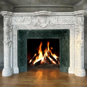 Victorian Style Carved Marble Fireplace Mantel