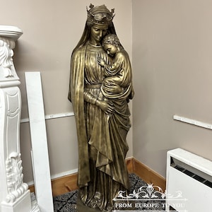 Bronze Mother Mary and Baby Jesus Statue