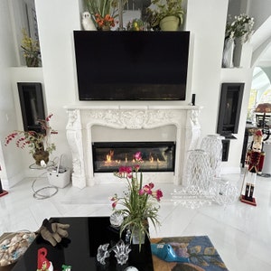 Hand Carved  Marble French Style  Fireplace Mantel