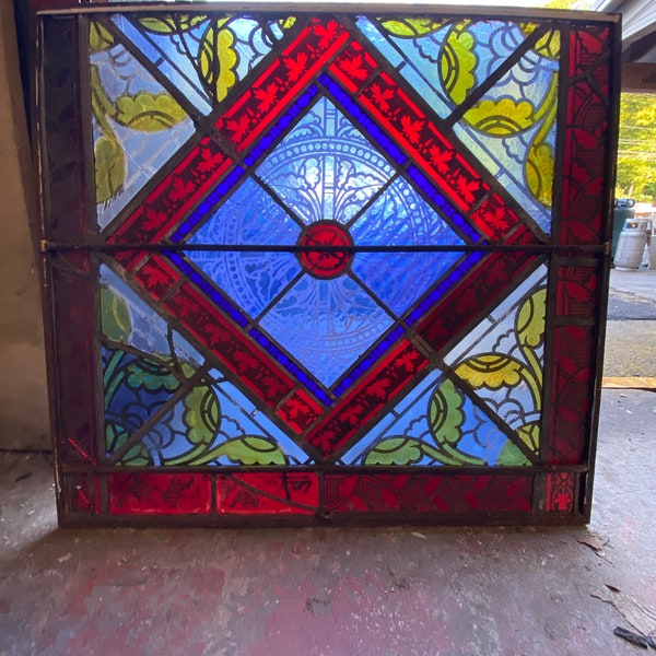 Antique Stained Glass Window Etsy