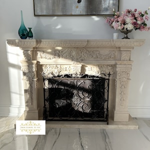 Carved Marble Classical Marble Fireplace Mantel
