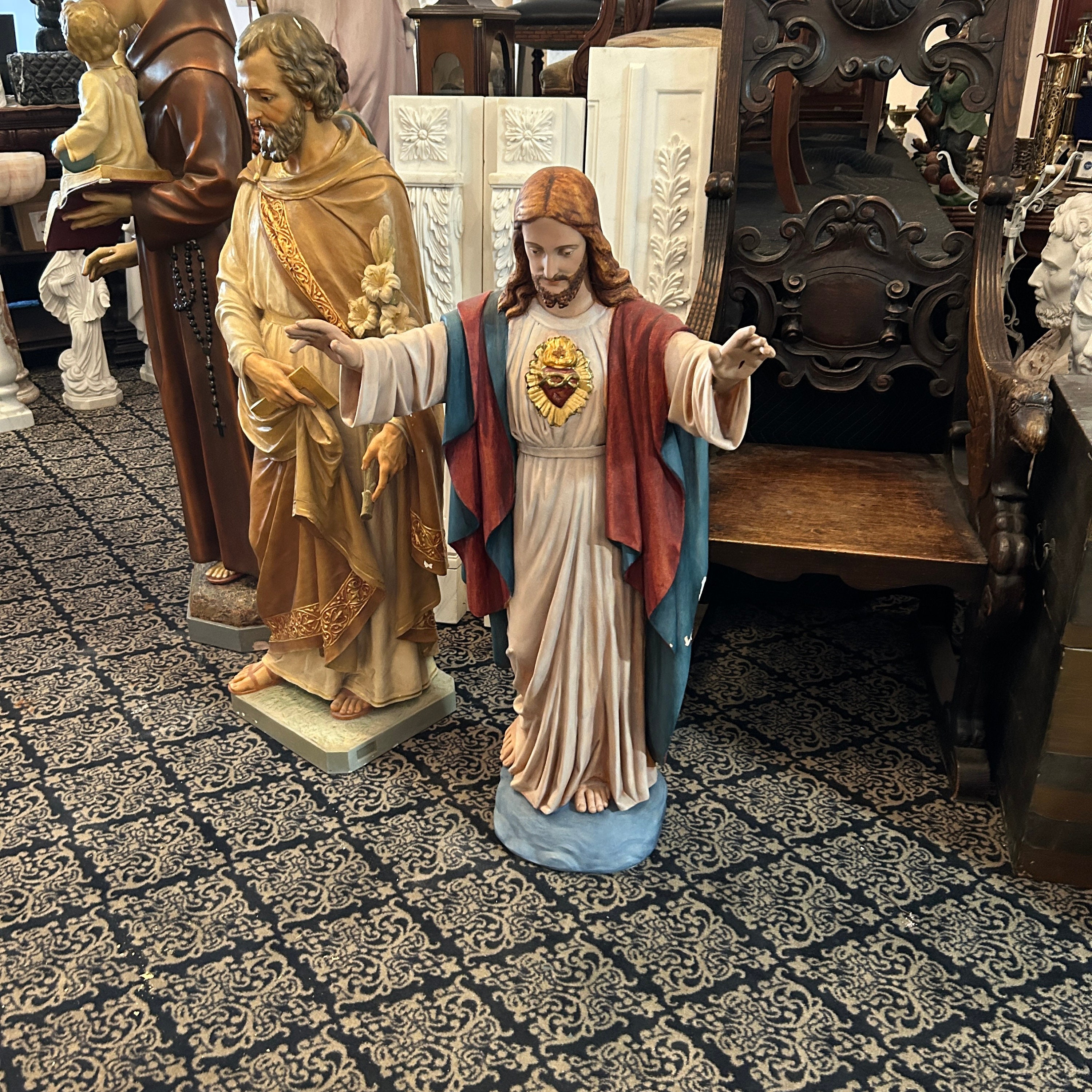 Antique Plaster Open Arm Sacred Heart Jesus - Etsy