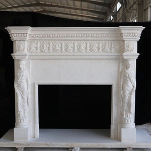 Carved Marble Figurative Fireplace Mantel - TF427W