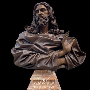 Monumental Bronze Jesus Christ Bust on a Base - JX275