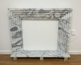 Hand Carved Modern Solid Marble Fireplace Mantel #MM9 I’m Stock