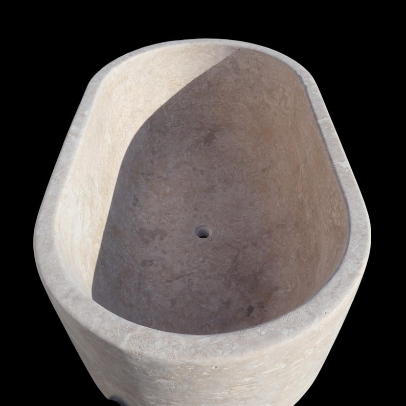 Carved Travertine Designer Bathtub - TF74 画像 2