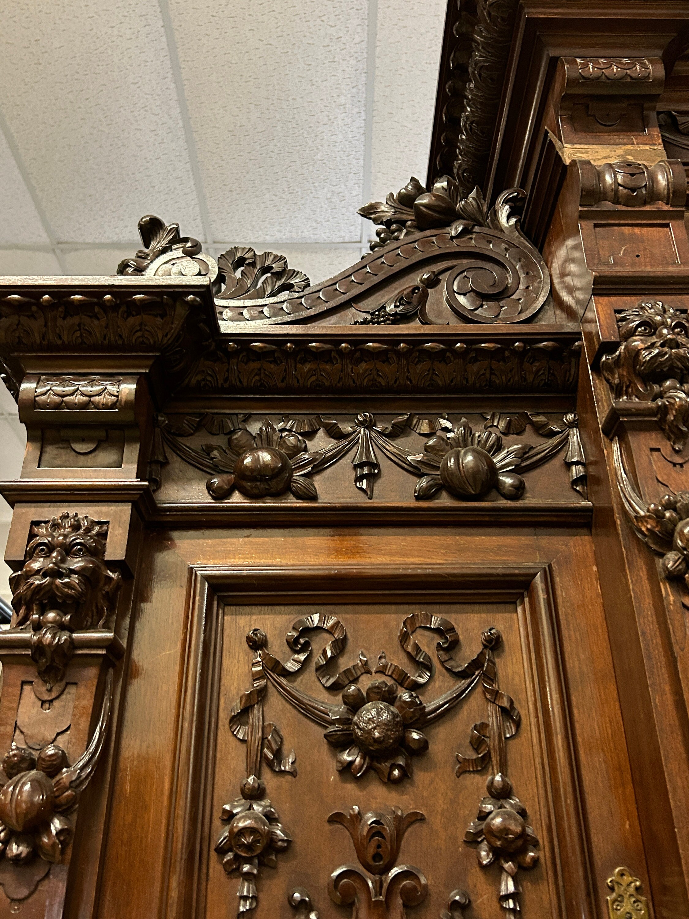 Monumental Italian Stained Glass Antique Sideboard Etsy