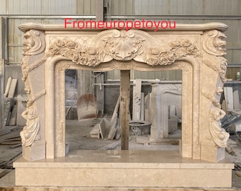 Marbe Carved Cherub Fireplace Mantel - RMFP1