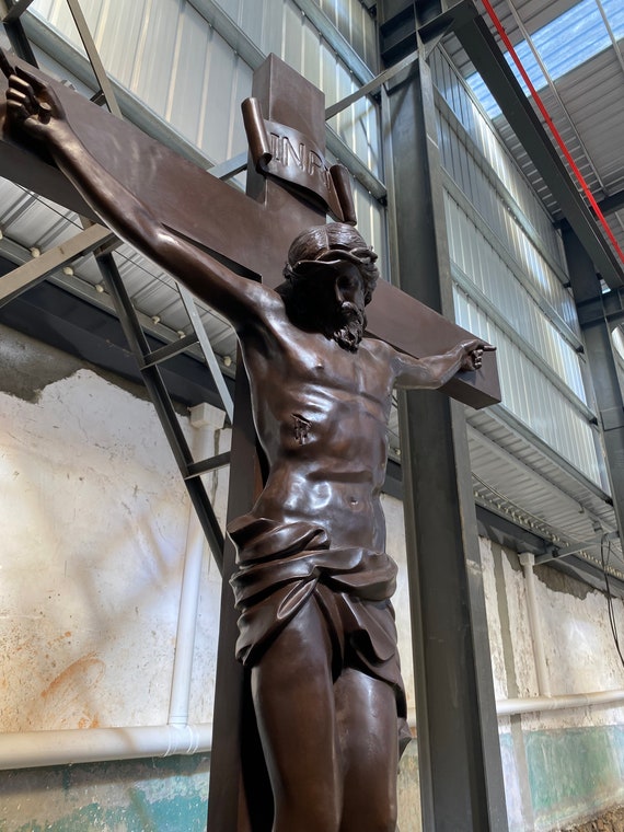 Monumental Bronze Jesus on the Cross Statue - Etsy