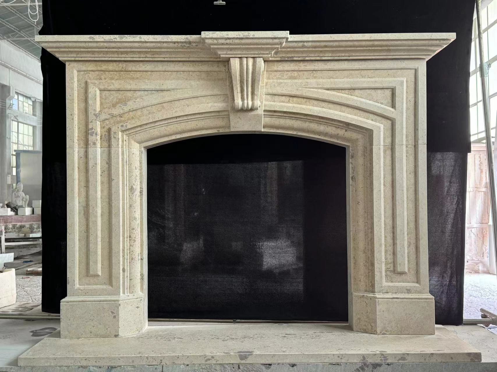 LImestone French Style Fireplace Mantel - JD2005
