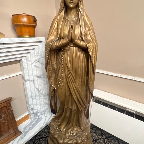 Bronze Our Lady of Lourdes Religious Church  Statue - JX460