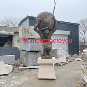 Bronze Atlas 9&#39; Statue on a Base