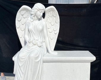 Hand Carved Marble Angel Monument - TF1025