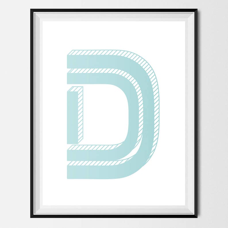 Custom 3d Letter D Typographic Print Initial Poster Etsy