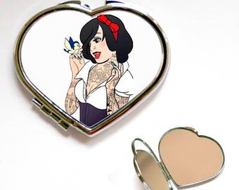 On Sale Compact Mirror Magnification Mirror Silver Compact Bling Compact Mirror Princess Compact Heart Mirror Fairytale Mirror