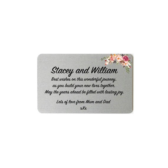 Wedding Quote For Couples Personalised On Metal Wallet Card Etsy