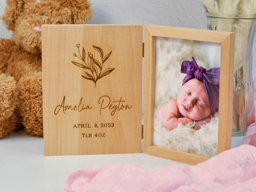 Personalized Baby Photo Frame Engraved Wooden Frame Birth Etsy