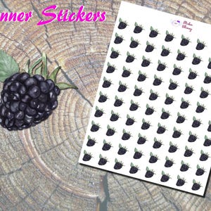 Brombeere Planer Aufkleber, Gedruckte Aufkleber, Niedliche Obst Aufkleber, Beere Aufkleber, Grüne Blatt Aufkleber, Lebensmittel Aufkleber, Sommer Aufkleber