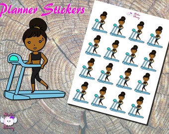 Black Girl Treadmill Planner Stickers: Exercise Reminders