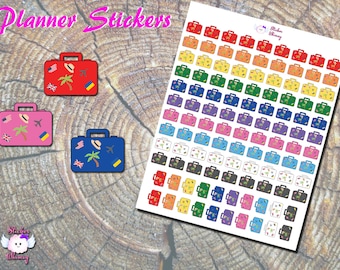 Colorful Suitcase Planner Stickers: Vacation Travel Stickers