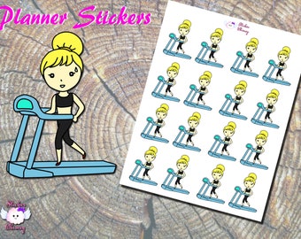 Treadmill Girl Planner Stickers: Exercise Reminder Stickers