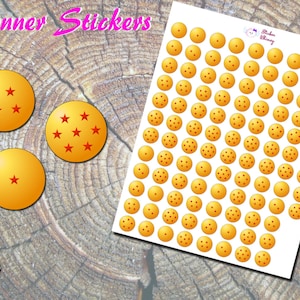 Dragon Ball Inspired Planner Stickers, Printed Stickers, Yellow Ball Stickers, Anime Stickers,  Red Star Stickers, Erin Condren, Functional