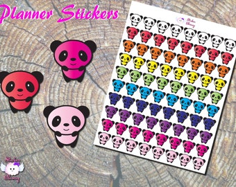 Colorful Panda Planner Stickers, Rainbow Zoo Animal Decals