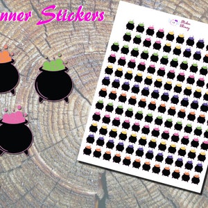 Halloween Witch Pot Planner Stickers, Matte Cauldron Sheet